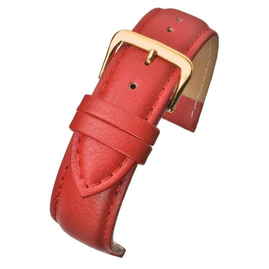 Red Padded Buffalo Grain Leather Watch Strap Available Sizes 12mm-26mm
