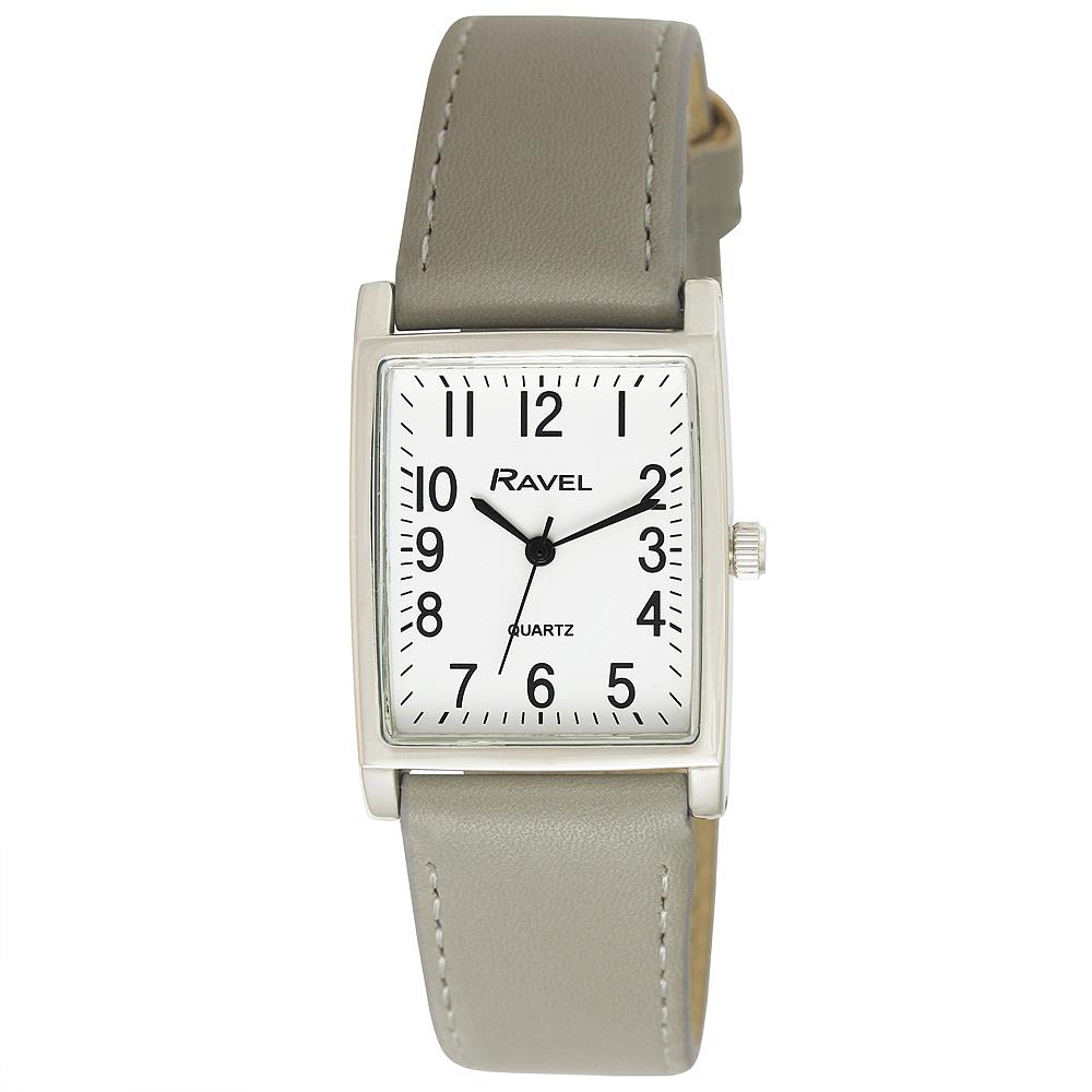 Ravel Mens Basic Classic Rectangular Square Dial Leather Strap Watch R0120