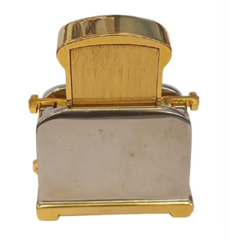 Miniature Clock 2 Tone plated Toast and Toaster Solid Brass IMP1006 - CLEARANCE NEEDS RE-BATTERY