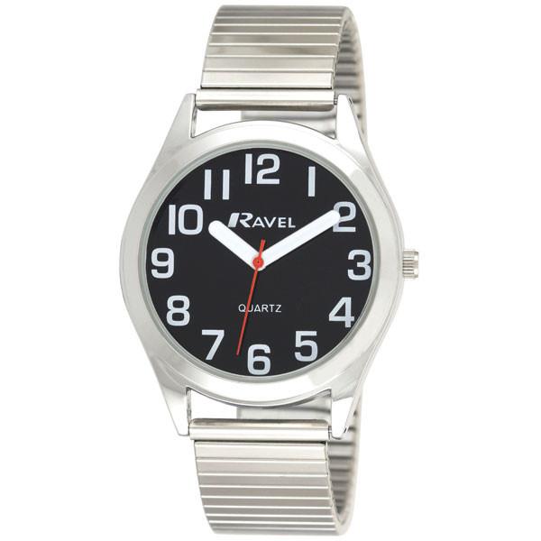 Ravel Mens Basic Bold Easy Read Expander Bracelet Watch R0225G Available Multiple Colour