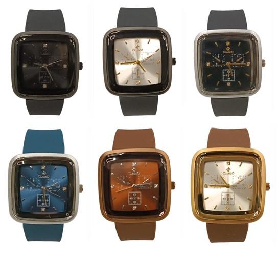 Clasico Mens Ladies Water Resistant Square Dial Rubber Strap Watch Available Multiple Colour