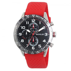 Henley Mens Large Polished Sports Silicone Watch Red H02225.10