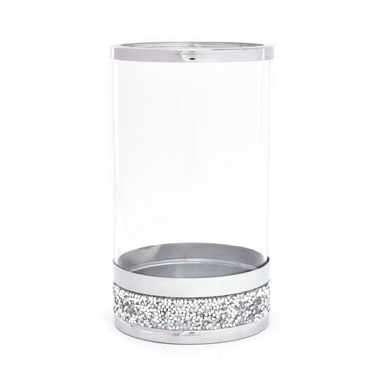 Hestia Candle Holder Glass with Diamante Base 12.5cm
