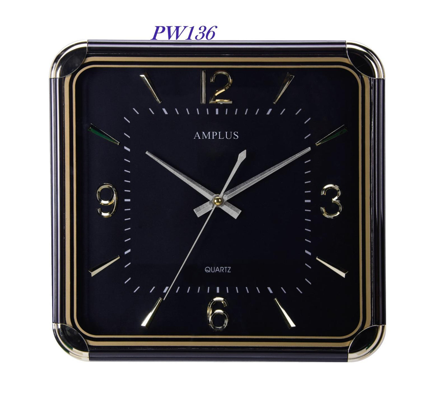 Amplus 12" square Gold Wall Clock PW136 Available Multiple Colour