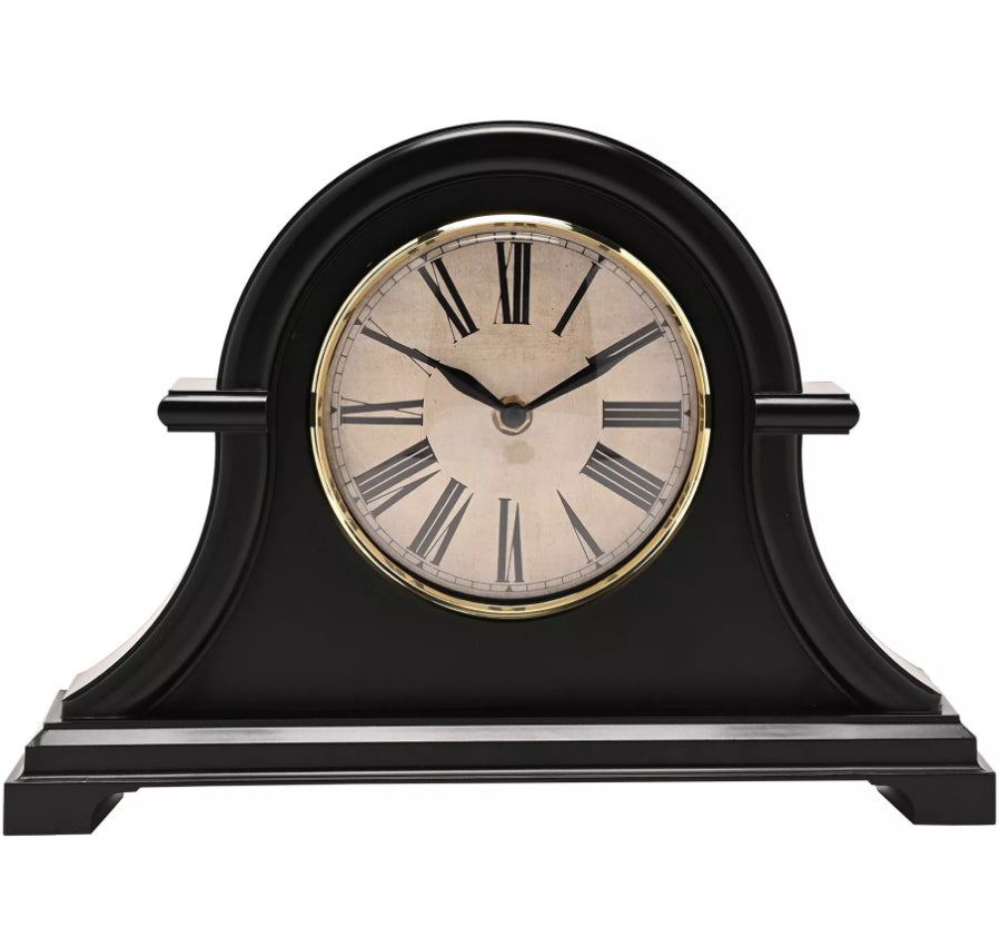 Widdop Hometime Broken Arch Mantel Clock Black