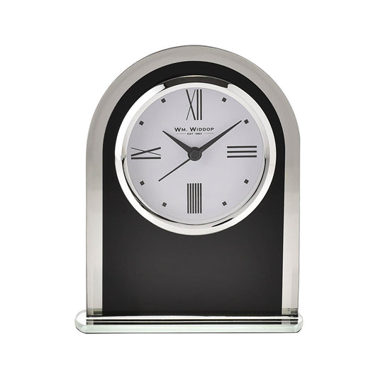 Wm.Widdop Black & Clear Arched Mantel Clock