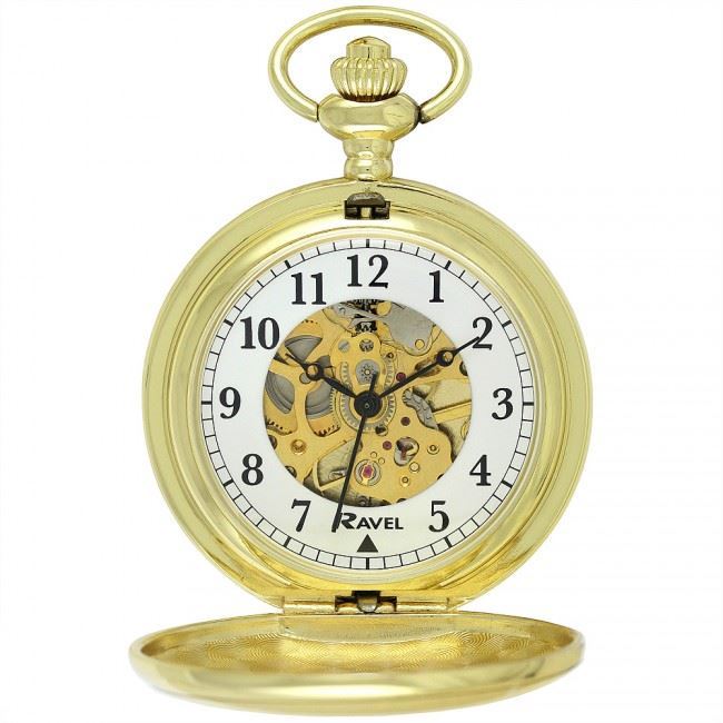 Ravel Polished Mechanical Pocket Watch Available Multiple Colour