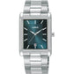 Lorus Mens Basic Fashion Rectangular Date Blue Dial Silver Stainless Steel Bracelet Watch RH935RX9