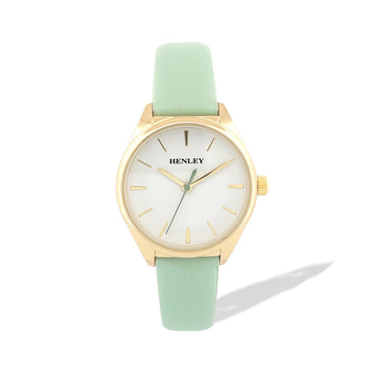 Henley Womens Golden Pastille Faux Leather Summer Watch - Green/Pink/Purple/White/Blue