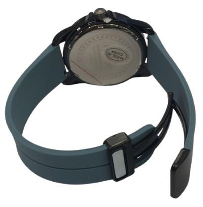 Heryi Rubber Gents Fashion Quartz Date Cream/Light Blue Dial Light Blue Rubber Magnetic Strap Watch