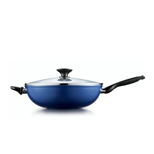 Blue Diamond 28 cm Wok With Glass Lid PFAS-Free Stainless Steel