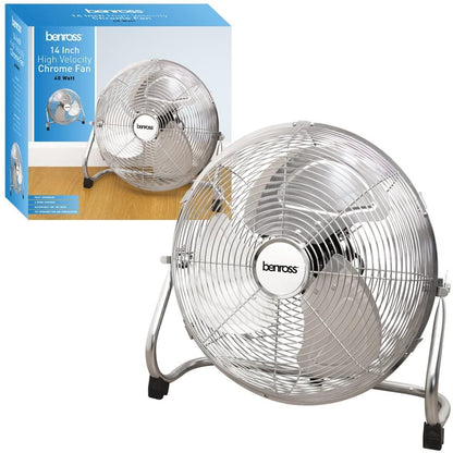 Benross Chrome 14 Inch High Velocity 3-Speed Floor Fan- 42630