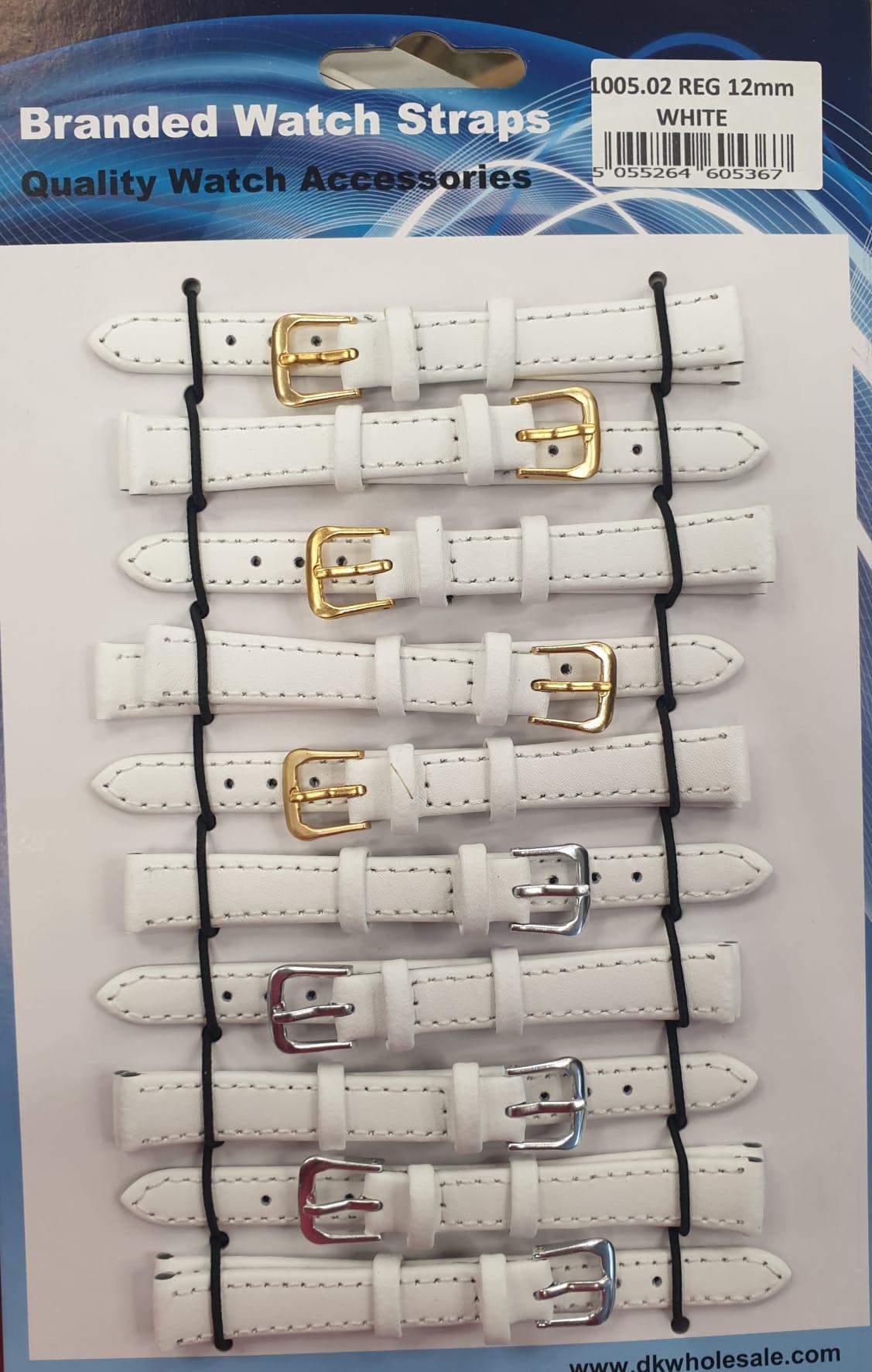 Leather White Watch Straps Pk10 Available sizes from 6mm To 24mm 1005.02