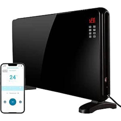 BLACK+DECKER 2000W Smart Glass Panel Heater with Digital Adjustable Thermostat, Black - BXCV41011GB