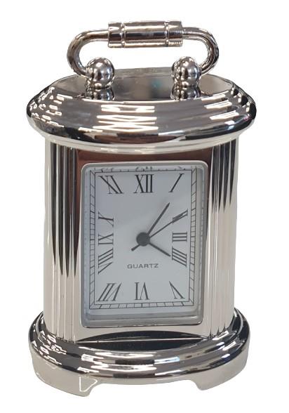 Miniature Clock Silver Plated Metal Eclipse Quartz Solid Brass IMP4S - CLEARANCE NEEDS RE-BATTERY