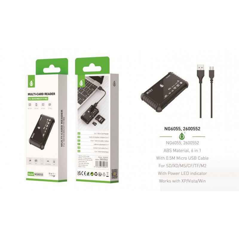 Multi-Card 6 in 1 Reader for SD/XD/MS/CF/TF/M2