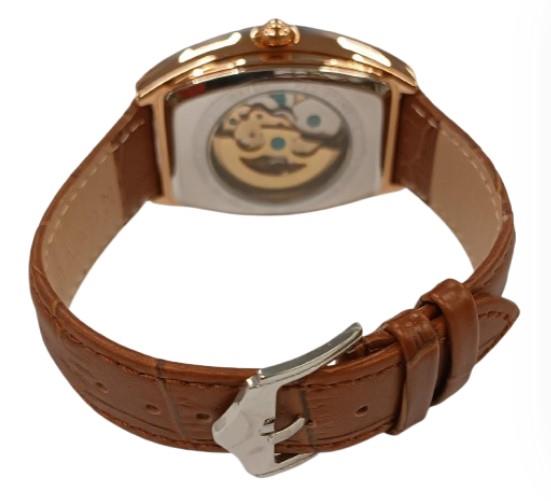 NY London Mens Automatic Dial Analogue Rose/Brown Leather Strap Watch