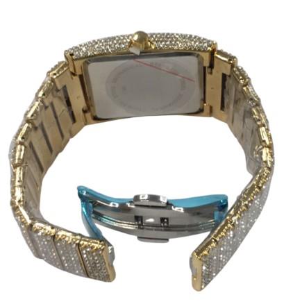 NY London Mens Bling Fashion Dated Rectangle Gold Dial Gold Bracelet Watch Available Multi Color