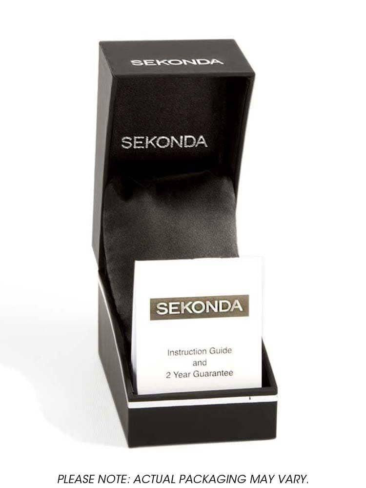 Sekonda Ladies Basic Big Number White Dial Black Leather Strap Watch 40437