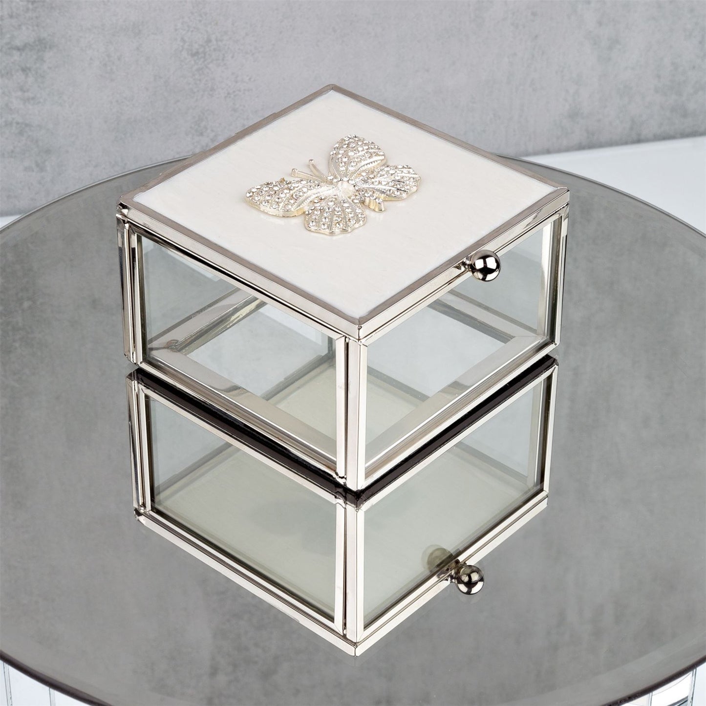 Sophia Butterfly Trinket Box with Enamel Lid and Diamantes