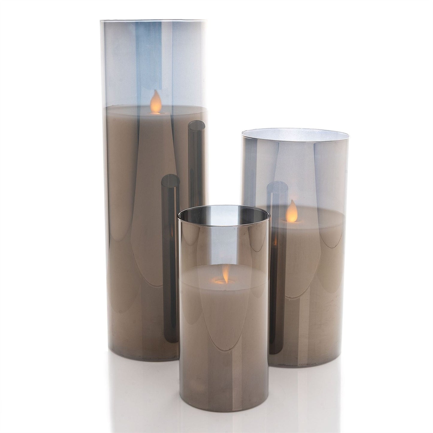 Set of 3 Grey LED Candles