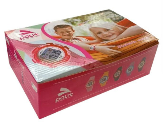 POLIT Childrens Boys & Girls Delux Digital watch in Tin, assorted stlyes and colours varied CW-0026 Box Of 10