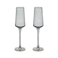 Hestia Set of 2 Grey Glass Champagne Flutes with Gold Rim