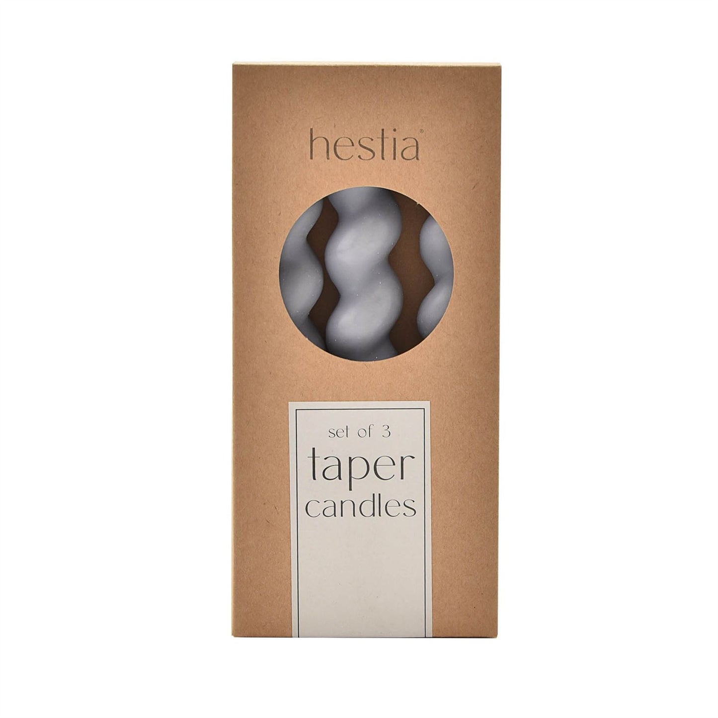 Set of 3 Twisted Taper Candles Charcoal 20cm