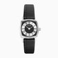 Sekonda 1970s Ladies Basic Black Dial Roman numerals Silver Case & Black Leather Strap Watch