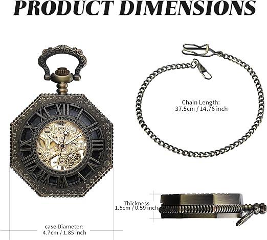 Mens Mechanical Hand Winding Half Hunter Steampunk Black Pocket Watch
