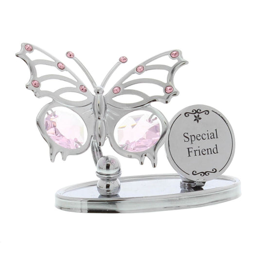 Crystocraft Chrome Plated Butterfly Plaque - Special Friend