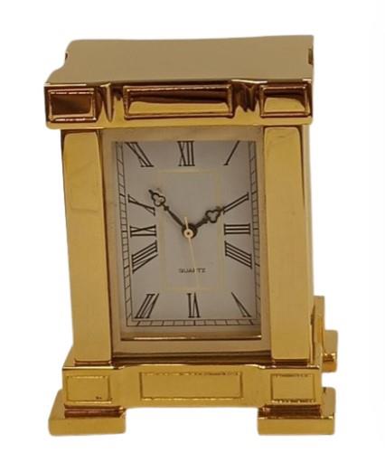 Miniature Clock Rectangle French Mantel Gold Polished Solid Brass IMP38 - CLEARANCE NEEDS RE-BATTERY