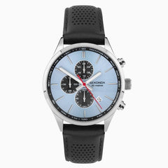 Sekonda Mens Endurance Dated Blue Dial with Silver Alloy Case & Black Leather Strap watch 30106