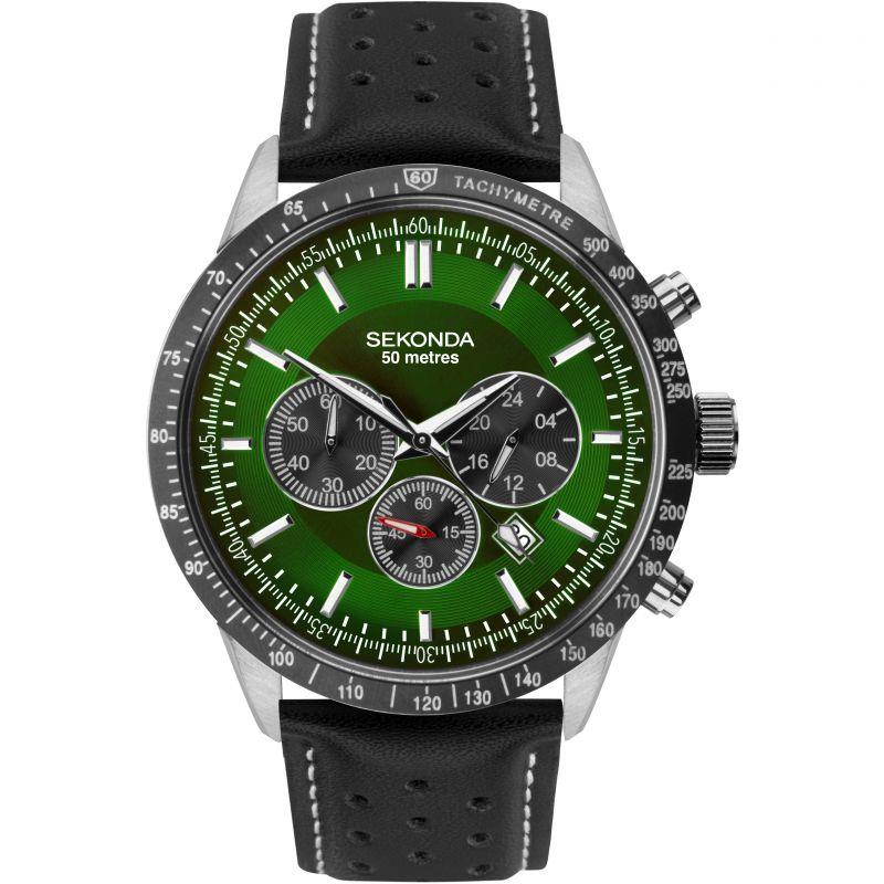 Sekonda Men's Sports Green Leather Strap Watch 1937