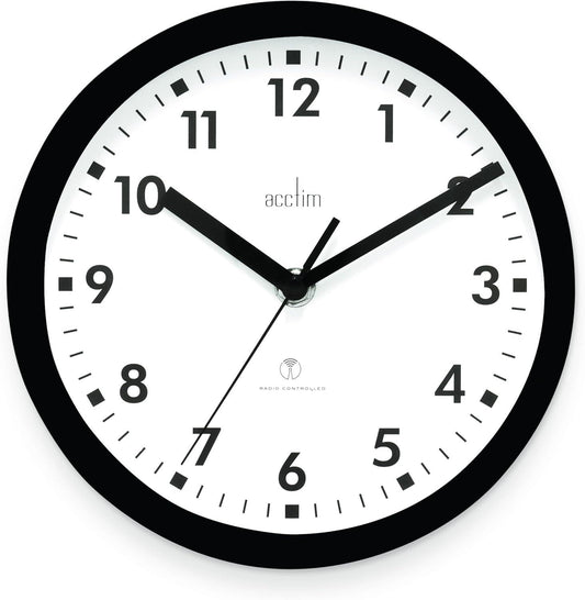 Acctim Nardo 20cm Radio Controlled Black Wall Clock 74663