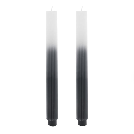 Hestia Set of 2 Ombre Dinner Candles - Charcoal/White