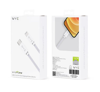 WYE USB-C to 8-Pin Fast Charging & Data Cable 2m - White