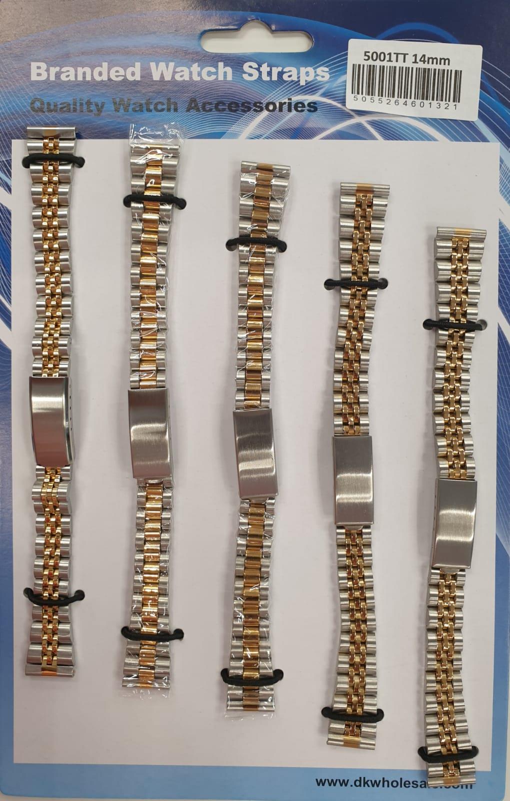 Watch Straps Metal Bracelet 2 Tone 14mm - 20mm Available Multiple Size