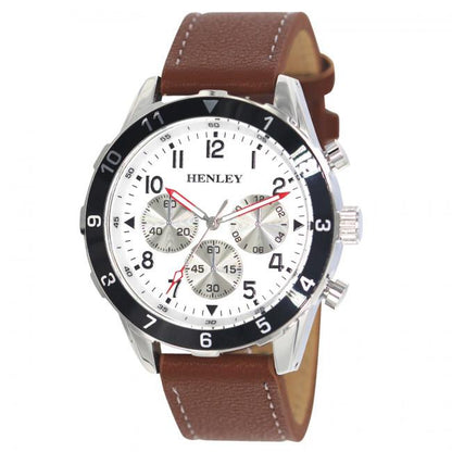 Henley Mens Fashion Multi Eye Classic Sports Leather Strap Watch H02213 Available Multiple Colour