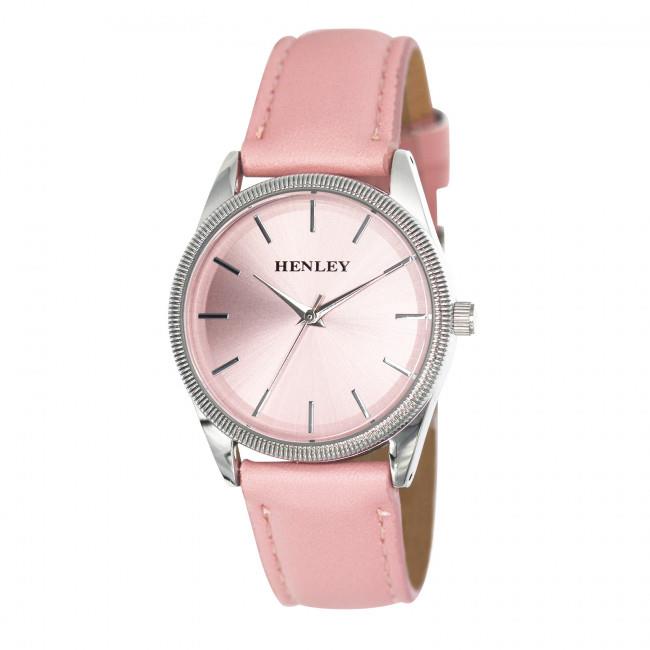 Henley Ladies Colourful Round Shape Pink Soft Faux Leather Strap Watch Green H06186 Available Multiple Colour