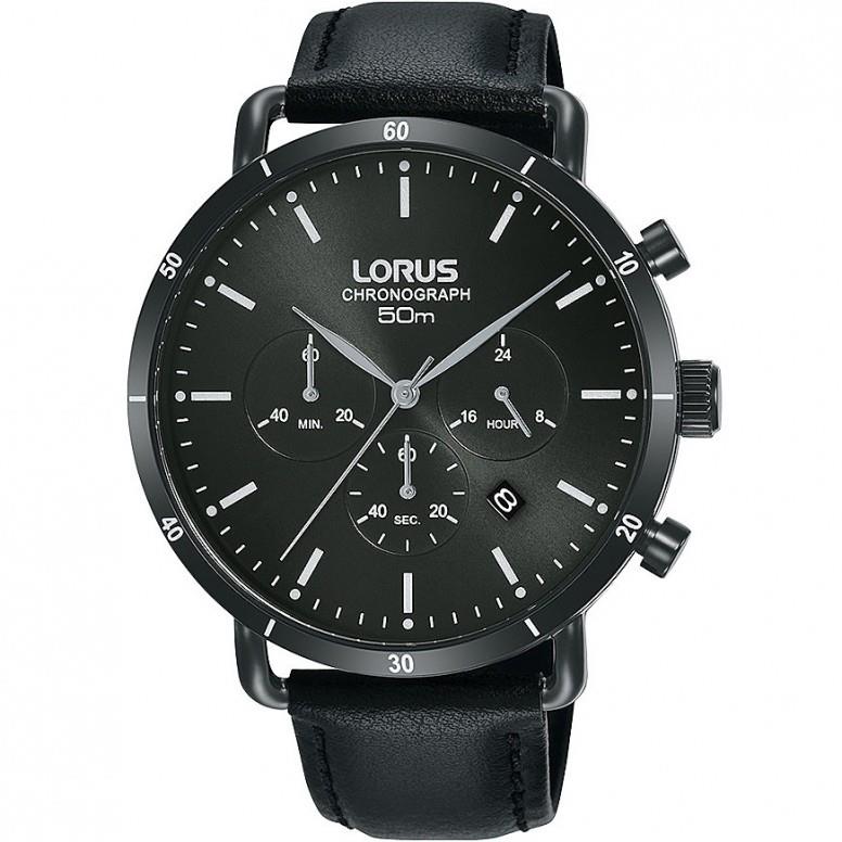 Lorus Mens Urban Chronograph Dated Black Dial Black Leather Strap Watch RT367HX9 BRAND NEW BUT NEEDS BATTERY