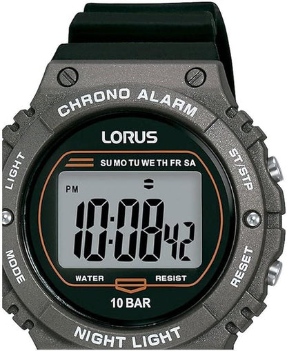Lorus Mens Sports Digital Charcoal Case with Black Silicone Strap watch R2311PX9