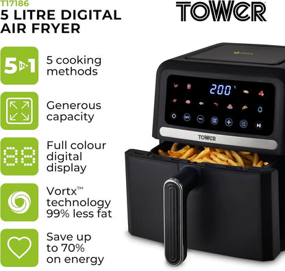 Tower 5L Colour Screen Digital Air fryer 1500w