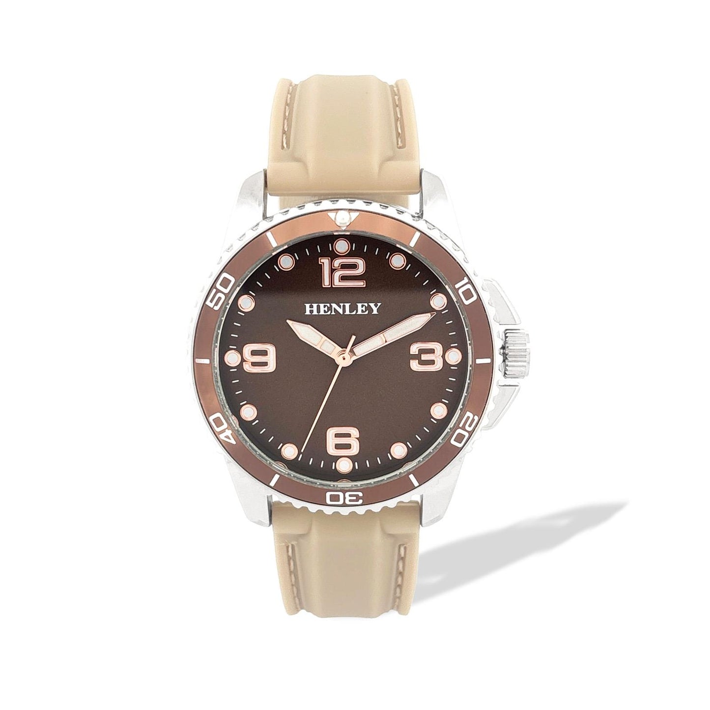 Henley Womens Chiselled Sports Silicone Watch - Pink/White/Black/Taupe