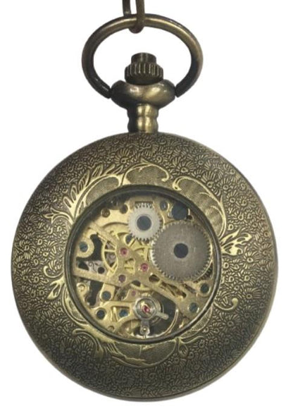 Mens & Ladies Mechanical Hand Winding Half Hunter Steampunk Bronze Pocket Watch