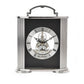 Wm. Widdop Silver & Black Mantel Clock Skeleton Movement