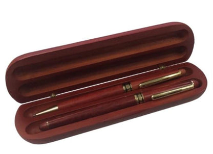 Imperial Wooden Dark Brown Gold Trim 2 Ball Pens IMP356R Gift Set - CLEARANCE NEEDS RE - Refill