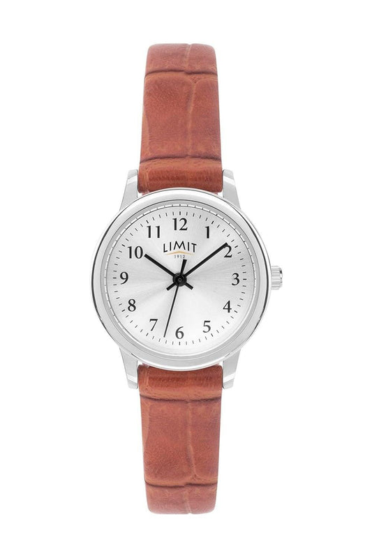 Limit Ladies Basic Silver Dial Brown Leather Strap Watch 60069