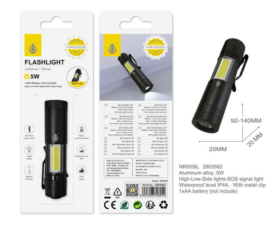 Outdoor Flash-light, 5W, 3 Modes (High, Low, Strobe), 1*18650 or 3*AAA (not Included), Black