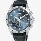 Lorus Mens Fashion Sports Chronograph Date Grey/Blue sunray Dial Black Leather strap Watch RT341KX9